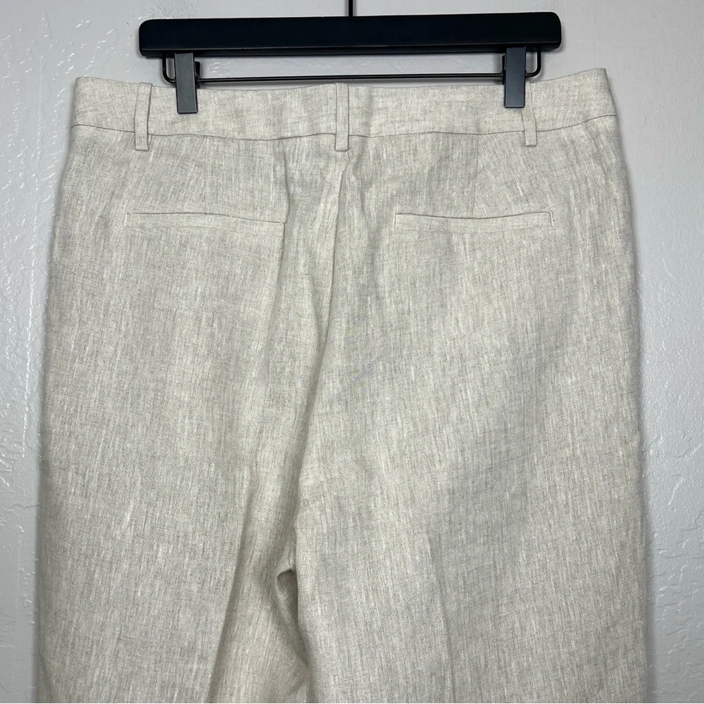 BANANA REPUBLIC Women Size 14 Palma Linen High-Waisted Pleated Straight-Leg Pant